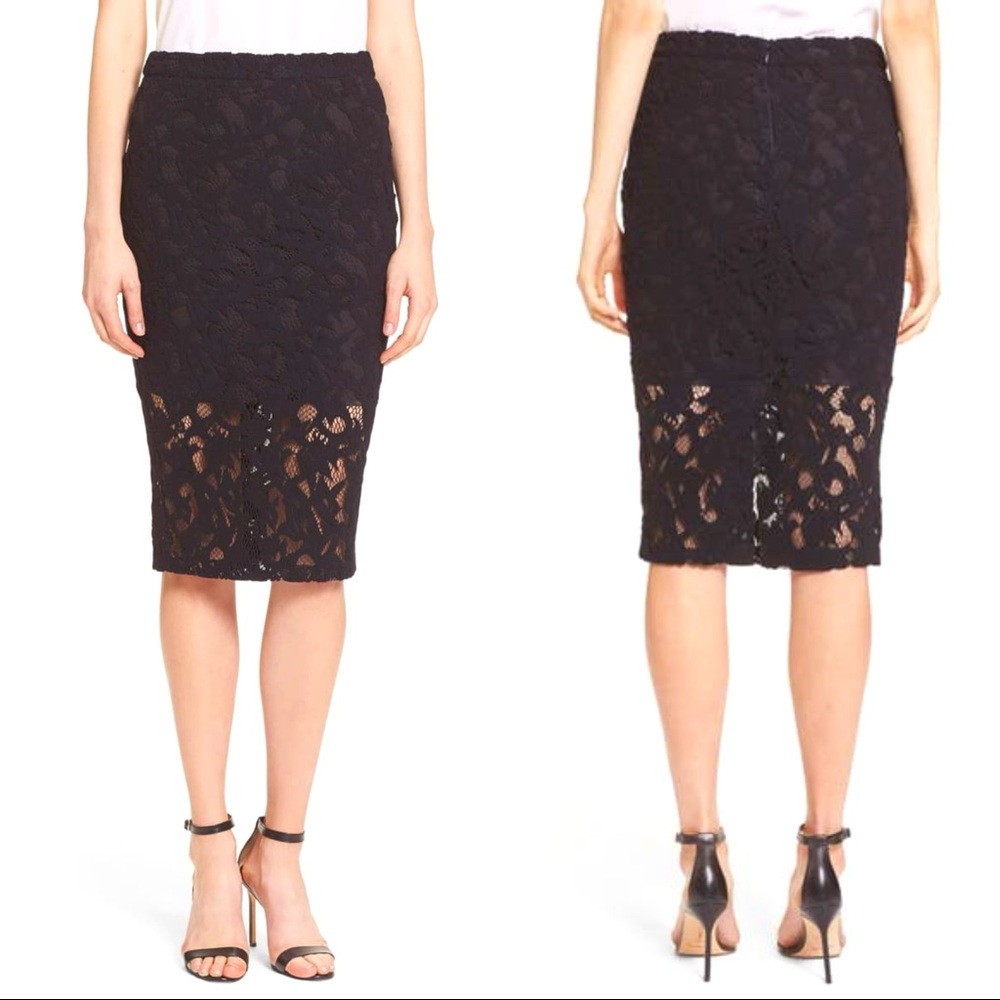 NWT Parker “Sandia” Black Lace Pencil Skirt - Picture 1 of 13